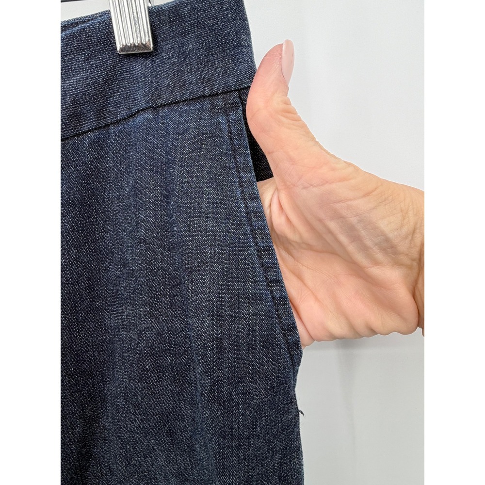 L.L.Bean Trousers Womens 12 Tall Blue Denim Straight Leg Stretch Wide Leg - Picture 2 of 10